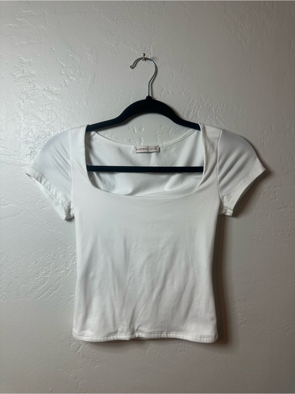 Sincerely Jules White Square Neck Short Sleeve Tee